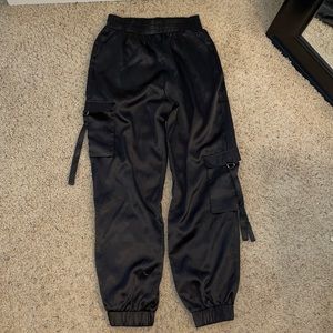 Black cargo silk pants